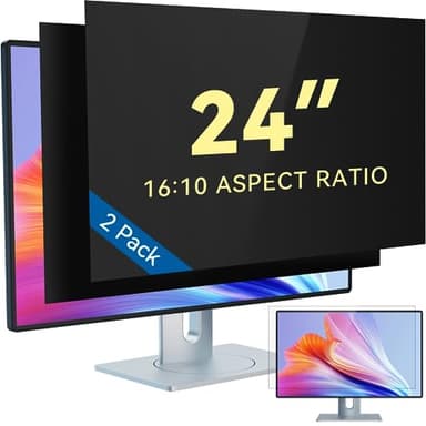 IPROKKO [2-Pack] 24 Inch Computer Privacy Screen Filter for 16:10 Widescreen Monitor, Removable 24in Anti Blue Light Glare Privacy Shield, Anti Spy Security Protector for Hp Dell Asus Acer Samsung - Image 1