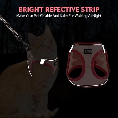 Betmaypet Cat Harness and Leash Set, Soft and Breathable Vest with Reflective Strip, Escape Proof Kitten Harness, Easy to Wear for Cats Walking and Traveling (Purple, M) - Image 3