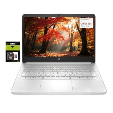 HP 14" Student-Laptop with Copilot AI office365, Quad Core Intel Processor N150(Up to 3.6GHz) 16GB RAM 256GB Storage(128GB UFS + 128GB Ghost Manta SD Card) Win11 - Image 1