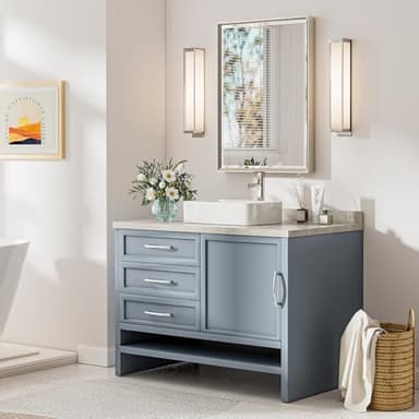 QueenFun Brushed Nickel Bathroom Mirror, 22x30 Inch Beveled Framed Bathroom Mirror Anti-Rust, Brushed Nickel Metal Frame Bathroom Vanity Mirror for Wall, Vertical/Horizontal Wall-Mounted Mirrors - Image 6