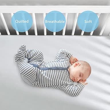 TILLYOU Baby Crib Sheets for Boys Girls, Fitted Crib Sheet 2 Pack for Standard Crib and Toddler Mattresses, Super Soft Toddler Bed Sheets, 28"x52"x8", White & Gray - Image 7