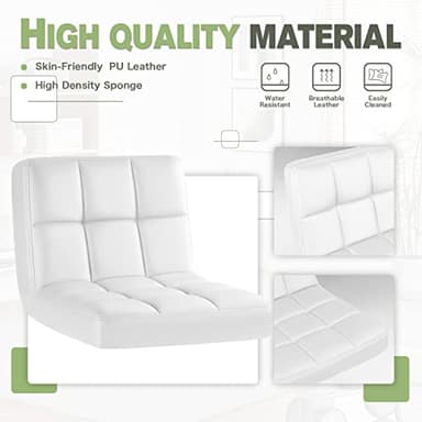 Furmax Bar Stools Modern Pu Leather Swivel Adjustable Hydraulic Bar Stool Square Counter Height Stool Set of 2 (White) - Image 5
