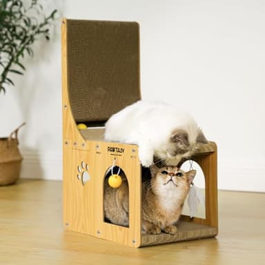 Cat Scratcher Pad for Indoor Cats, Cardboard Scratching Post Cat Scratch & Hideout with Box and Toy, Vertical Kitten Scratching Board House, Ideal for Cat to Scratch, Rest and Play - Image 8