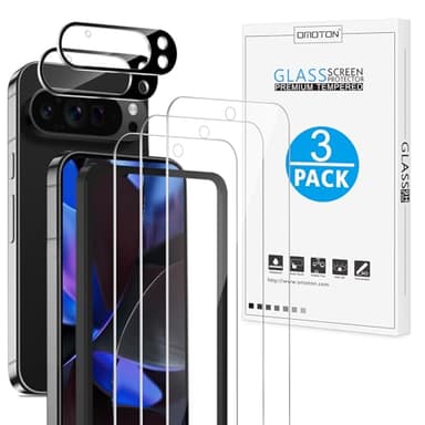 OMOTON 3+2 Pack for Google Pixel 9 Pro XL Screen Protector 6.8 Inch, 3 Tempered Glass Film & 2 Camera Lens Protector, Bubble-free, HD Clear, Not for 9 Pro/ 9 - Image 1