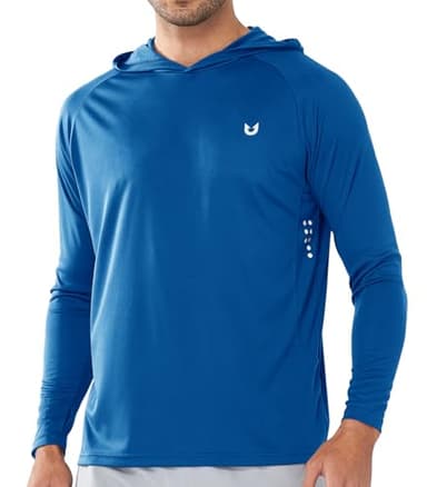 NORTHYARD Men's UPF 50+ Hoodie Shirts Long Sleeve Sun Protection Fishing Swim Lightweight UV SPF Running Rash Guard Quick Dry RoyalBlue 4XL - Image 1