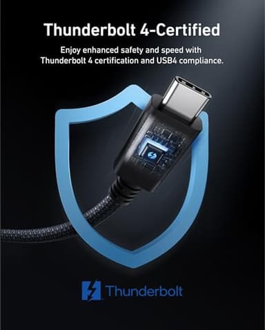 Anker Prime Thunderbolt 4 Cable, 3.3 ft USB C to USB C Cable, 240W Charging, 40Gbps Data Transfer, Supports 8K/4K Displays, for iPhone 16 Series, MacBook Air, iPad, Samsung (Thunderbolt 4-Certified) - Image 6