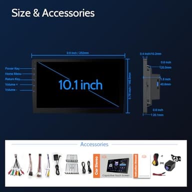 Haudio 10.1 Inch Double din car Screen,with wireles CarPlay and Android Auto,HD Touch Screen Car Stereo with Mirror Link, Bluetooth 5.0, Backup Camera, AUX,FM/AM Transmitter|Double din carplay Radio - Image 8