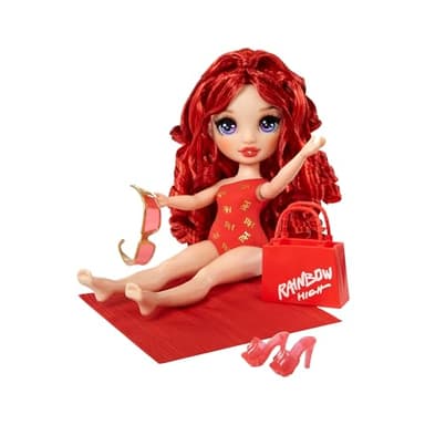 Rainbow High Swim & Style Ruby, Red 11" Fashion Doll with Shimmery Wrap to Style 10+ Ways, Removable Swimsuit, Sandals, Fun Play Accessories. Kids Toy Gift Ages 4-12 Years - Image 5