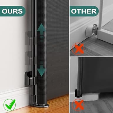 Babepai Retractable Baby Gates Extra Wide | 110" Wide x 34" Tall Dog Gates for Stairs | Indoor/Outdoor Use | Child Gates for Doorways, Deck, Porch, Hallways, Patio - Black - Image 6