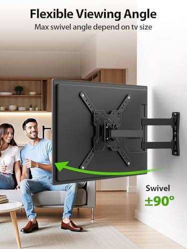 USX MOUNT UL Listed Full Motion TV Mount, Swivel Articulating Tilt TV Wall Mount for 26-65 Inch LED, 4K, Wall Mount Bracket with VESA 400x400mm Up to 77lbs, Perfect Center Design -XMM006-1 - Image 4