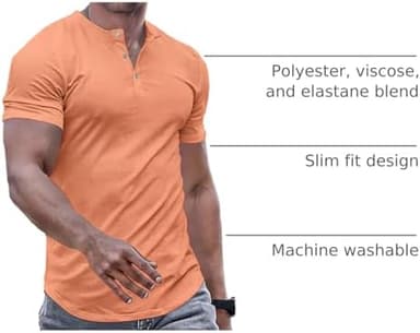 JMIERR Men's Muscle Slim Henley Shirts Crewneck Longline T-Shirt Gym Workout Athletic Shirt Tees with Button - Image 3