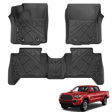 PARTZER Floor Mats for Toyota Tacoma 2016-2023 Double Cab (Only Fit Automatic), Custom Fit All-Weather TPE Floor Liners, Front & 2nd Row Mat for Tacoma Car Accessories - Image 1