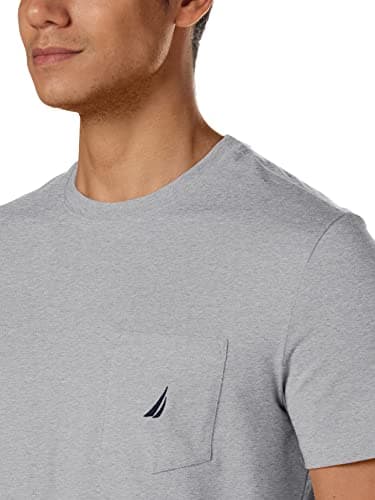 Nautica Men's Big & Tall Solid Crew Neck Short-Sleeve Pocket T-Shirt, Grey Heather, 3X Big - Image 4