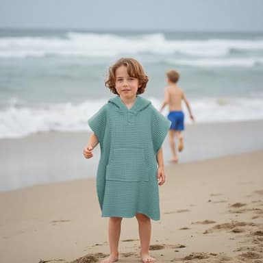 Zamlory Hooded Kids Beach Towel - Soft Poncho Towel for Babies and Toddler - Lightweight Waffle Cotton Towel Cover Up for Beach and Pool and Bath - Image 3