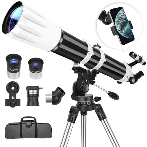 Telescope, 90mm Aperture 900mm Astronomical Refractor Telescope for Adults High Powered - Multi-Coated Professional Telescopes for Astronomy Beginners with AZ Mount, Portable Carry Bag, Phone Adapter - Image 1