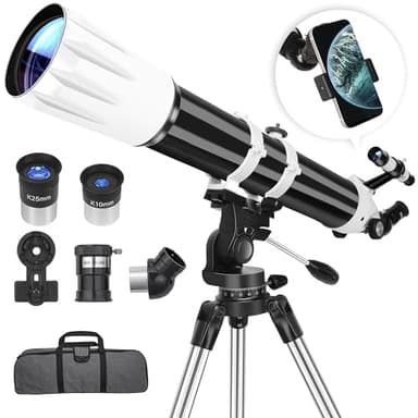 Telescope, 90mm Aperture 900mm Astronomical Refractor Telescope for Adults High Powered - Multi-Coated Professional Telescopes for Astronomy Beginners with AZ Mount, Portable Carry Bag, Phone Adapter - Image 1