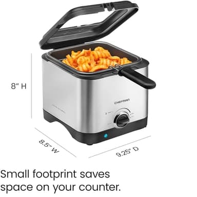 Chefman Fry Guy, The Most Compact & Convenient To Deep Fry Comfort Food, Restaurant-Style Basket With A 1.6-Quart Capacity, Easy-View Window & Adjustable Temp Control, Stainless - 1.5 Liter - Image 8