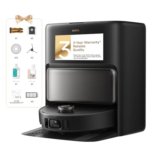 Mova V50 Ultra Complete Robot Vacuum and Mop Self-Cleaning, 24,000 Pa Suction, Liftable Navigation with Obstacle Overcoming and Warm Water Mopping with DuoSolution System Designed for Pets, Black - Image 1