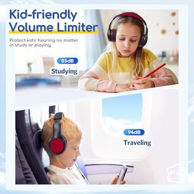 EarFun Kids Headphones Wired with Microphone, 85/94dB Volume Limit Headphones for Kids, Portable Wired Headphone with Shareport, Stereo Sound Foldable Headset for School/Tablet/iPad/Kindle, Black Red - Image 5