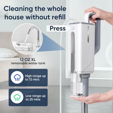 Seyola Steam Mop for Floor Cleaning, Steam Cleaner for Home with Handheld 6-in-1 Multi-function Attachments for Hardwood Floors, Clothes, Windows, Tiles Grout, Furniture, Carpet Cleaning (White-Gray) - Image 3