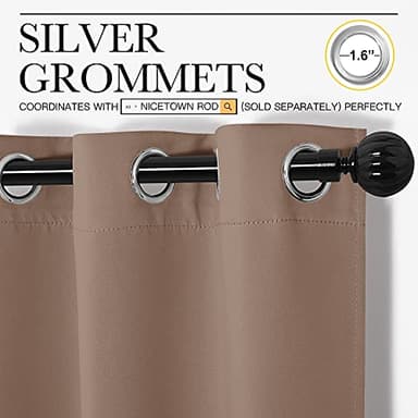 NICETOWN Window Treatment Thermal Insulated Solid Grommet Blackout Curtains/Drapes for Bedroom (1 Pair, 42 by 84 Inch, Cappuccino) - Image 3