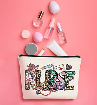 BARPERY Nurse Appreciation Gifts,Nurses Week Gifts,Nurse Bags for Work,Nurse Makeup Bag,Nurse Graduation Gift,Nurse Gifts for Women,Nurse Accessories for Work,Pink Leopard Nursing Cosmetic Bag - Image 3