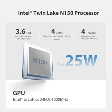 Beelink Mini S13 Mini PC,13th Gen Intel N150 (Up to 3.6GHz), Low Power Mini Computer with 16GB DDR4, 512GB SSD, 4K Dual Display, WiFi 6, BT 5.2, 1000Mbps LAN, Win 11 Home - Image 2