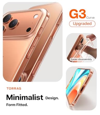 TORRAS Slim Fit for iPhone 17 Pro Max Case, Ultra Thin 17 Pro Max Case, Lightweight Matte Anti-Scratch Hard PC Cover Phone Case for iPhone 17 Pro Max 6.9 inch, Clear - Image 5