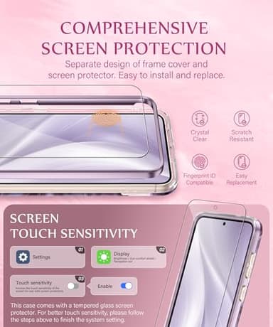 GVIEWIN Magnetic for Samsung Galaxy S25 Plus Case [Compatible with MagSafe] [AI-Tested Dropproof] Marble with Camera Lens+Screen Protector Shockproof Phone Cover for S25+ Plus (Quicksand/Purple) - Image 8