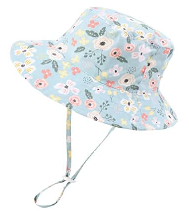 Baby Girl Sun Hat Summer Hats with UPF 50+ Toddler Bucket Hats Infant with Wide Brim Strap Outdoor Bucket Hat A-Greden Blue 2-4 Years - Image 3