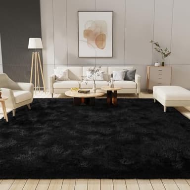 LOCHAS Ultra Soft Indoor Modern Area Rugs 9x12, Fluffy Living Room Carpets for Children Bedroom Home Decor Nursery Rug, Black - Image 7