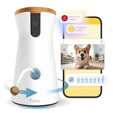 Furbo 360° Dog Camera - Unlock with Paid Plan: Home Security & Dog Safety Alerts, Rotating Pet Treat Dispenser w/ 2-Way Speaker, Smart Indoor Cam w/Phone App (3mo Minimum Subscription Required) - Image 1