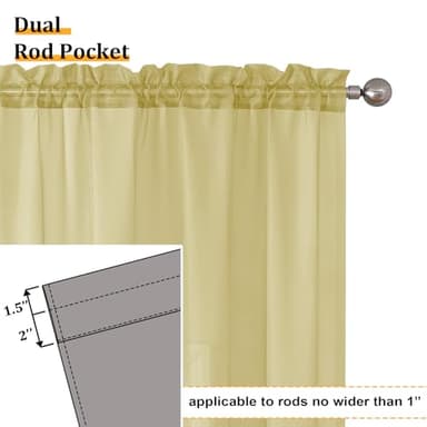 Aiyufeng Yellow Sheer Curtains 2 Panel Sets 90 Inches Long - Transparent Light Weight Soft Yellow Window Treatment Panels for Study Room/Living Room/Guest Room, Per Panel W42 X L90 inches - Image 4
