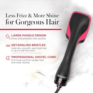 REVLON One-Step Hair Dryer and Styler, All-in-One Detangling and Straightener Brush for Salon-Quality Smooth, Straight Hair, More Shine and Less Frizz, Black - Image 5