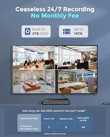 REOLINK RLK8-1200D4-A 12MP PoE Security Camera System, 4pcs H.265 Surveillance IP Cameras Wired in 12 Megapixel UHD, Person Vehicle Pet Detection, Spotlight Color Night Vision, 8CH NVR with 2TB HDD - Image 6