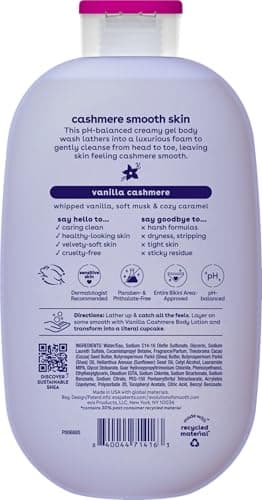 eos Shea Better Cashmere Body Wash, Vanilla Cashmere, Moisturizing, pH Balanced Body Wash, Creamy Gel Formula, Paraben & Phthalate Free, Sensitive Skin, 16 fl oz - Image 2