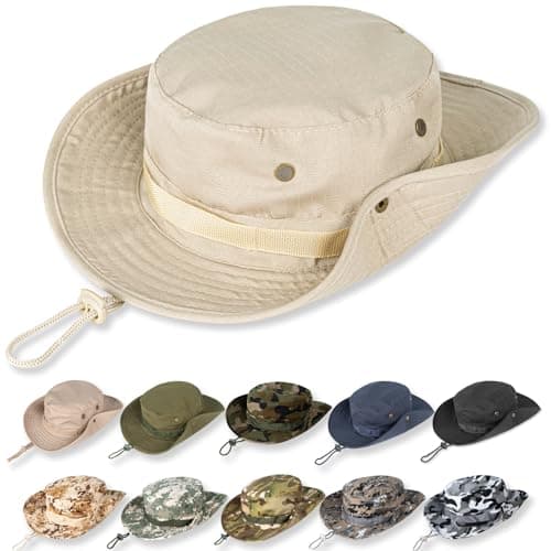 Sun Hats for Men Women Bucket Hat UPF 50+ UV Protection Boonie Hat for Safari Fishing Hiking Garden Beach Beige - Image 1