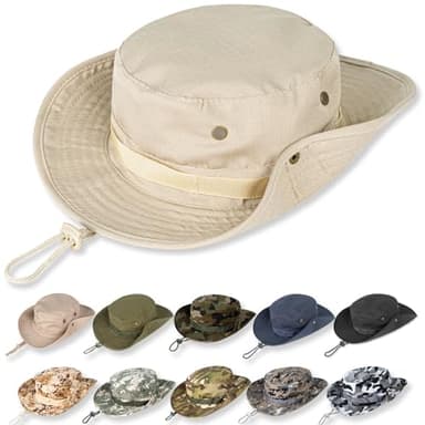 Sun Hats for Men Women Bucket Hat UPF 50+ UV Protection Boonie Hat for Safari Fishing Hiking Garden Beach Beige - Image 1
