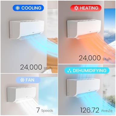 TOSOT 24,000 BTU Mini-Split Air Conditioner and Heating System, 19 SEER2 Wifi-Enabled Ductless Inverter AC Unit with 16ft Copper Line Set, Voice Controlled, 208-230V, Cosmo Series - Image 2