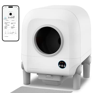 Self Cleaning Litter Box, Automatic Cat Litter Box Self Cleaning for Multiple Cats, with Safety Protection, App Control, 5 Rolls of Garbage Bags - Image 1