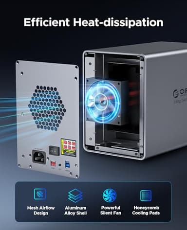 ORICO RAID 5 Bay HDD Enclosures USB 3.0 Push-Pull Mounting for 3.5-inch HDD, Max 110TB, External Direct Attached Storage 8 RAID Modes Supported 9858RU3 - Image 5