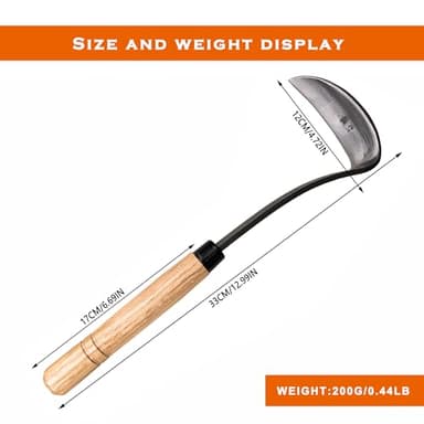 SHANFEEK Grass Sickle Japanese Weeding Hoe Garden Hand Tool Weeding Tools for Garden High-Strength Steel with Solid Wood Handle (Grey) - Image 5