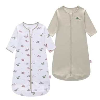amo nenes Baby Sleep Sack 6-12 Months Long Sleeve Wearable Blanket 0.5 Tog, 2 Pack 100% Cotton Infant Sleeping Sack 2-Way Zipper Sleep Sack, Dinosaurs(Medium) - Image 1