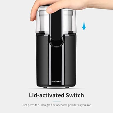 SHARDOR Coffee Grinder Electric, Spice, Herb, Grinder for Coffee Bean Spices and Seeds with 2 Removable Stainless Steel Bowls, Black - Image 3