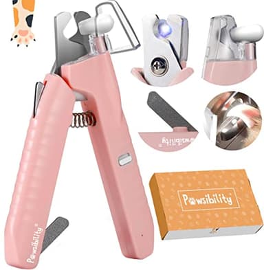 Pawsibility - Reinvented Pet Nail Clippers for Your Pal - USB Rechargeable LED Light for Bloodline | Razor Sharp and Durable Blade | Vets Recommended Trimming Tool for Dogs and Cats - Pink - Image 1