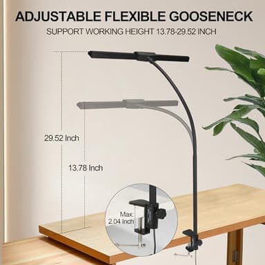 litren Clip On Desk Lamps for Office Home Desk Lights with Clamp with 3 Light Modes,10 Brightness 10W USB Adapter Adjustable LED Clamp Light for Computer Desktop Workbench Monitor Lamp - Image 5