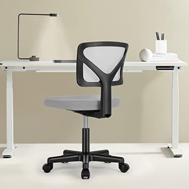 Armless Small Home Office Desk Chair, Ergonomic Low Back Computer Chair, Adjustable Rolling Swivel Task Chair with Lumbar Support for Small Space, 1 Pack, Grey - Image 7