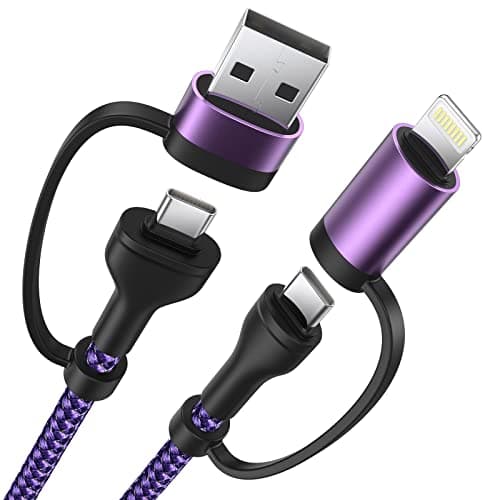 4 in 1 Fast Charging Cable 60W 6FT Apple MFi Certified USB C to Lightning Cable Nylon Braided USB A/C to C/Lightning Multi iPhone Charger Cord for iPhone 16 15 14 13 Pro/iPad/Samsung/MacBook - Image 1