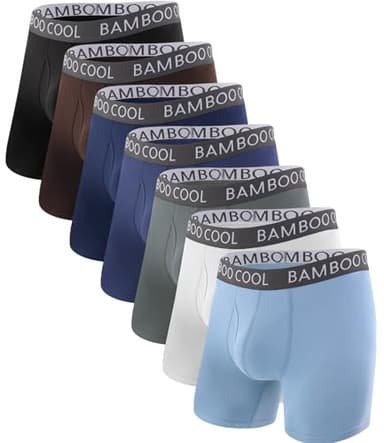 BAMBOO COOL Men's Ultra ComfortSoft Underwear, Moisture Wicking & Breathable No Ride Up Boxer Briefs with Fly, Multipack - Image 1