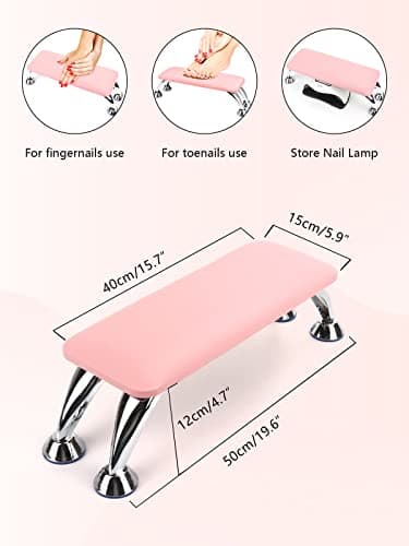 Big Arm Rest for Nails Cushion, Microfiber Leather Hand Rest for Nails Tech, Hand Rest Pillow for Nails Toenails, Detachable Nail Art Accessories Tool for Nails Tech (Pink) - Image 6